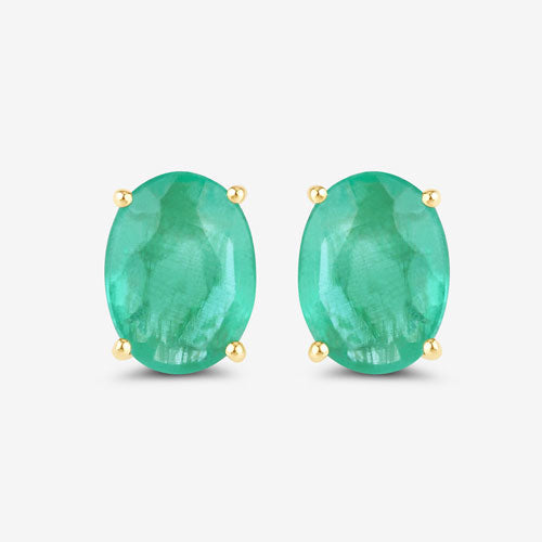 Pendientes de oro amarillo de 10 quilates con esmeralda genuina de Zambia de 2,40 quilates