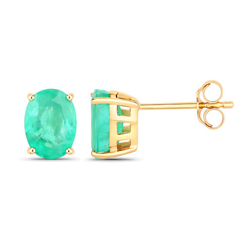 Pendientes de oro amarillo de 10 quilates con esmeralda genuina de Zambia de 2,40 quilates