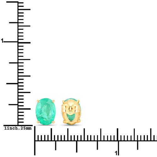 Pendientes de oro amarillo de 10 quilates con esmeralda genuina de Zambia de 2,40 quilates