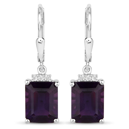 Серьги из серебра 925 пробы с натуральными аметистами 6,63 карата