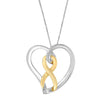 14K Gold and Silver Heart Bow Pendant Necklace