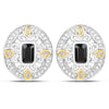 0.93 Carat Genuine Blue Sapphire and White Diamond .925 Sterling Silver Earrings