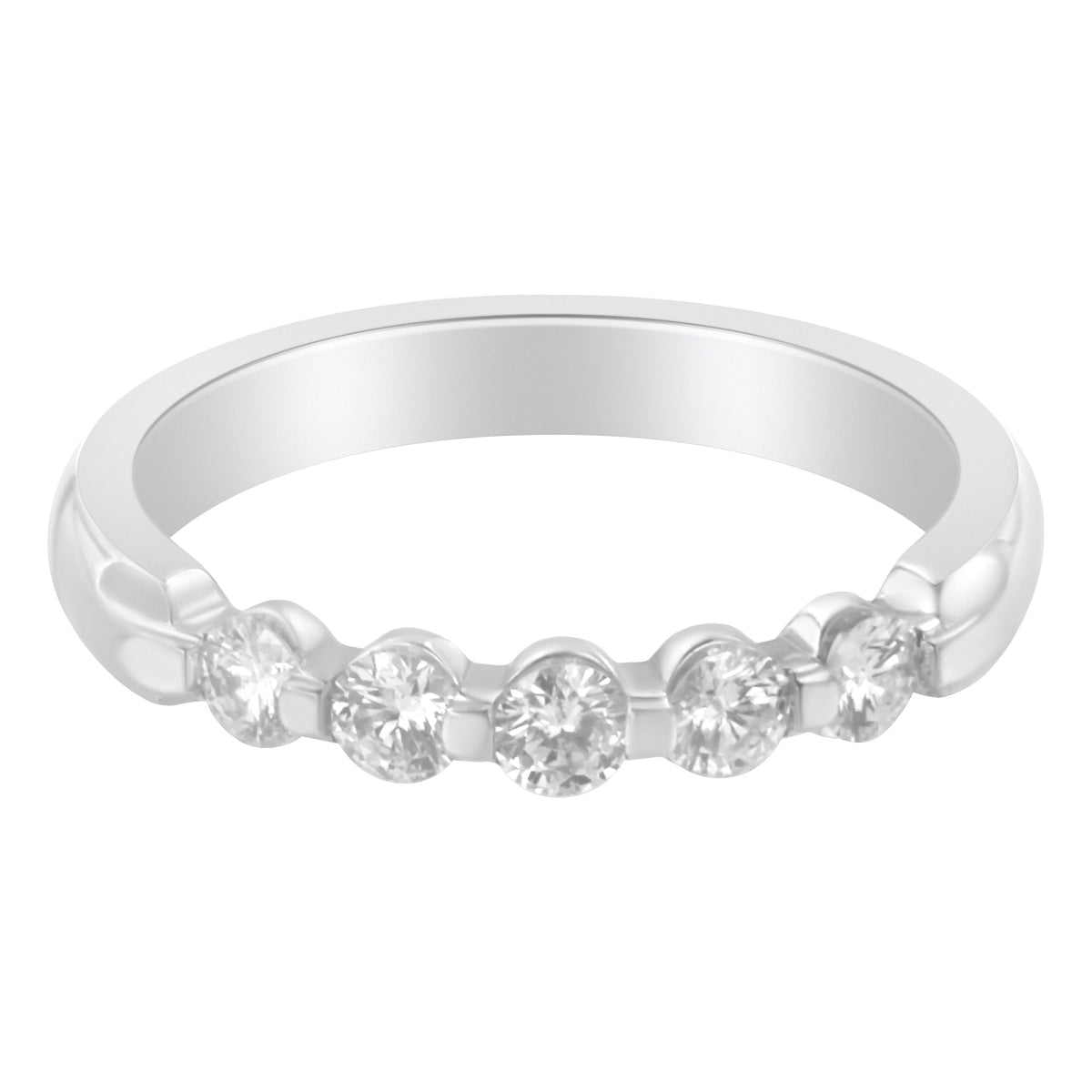 Anillo de banda de 5 piedras de diamante de oro blanco de 14K y 1/2 quilate (claridad H-I, color SI2-I1) - Talla 7
