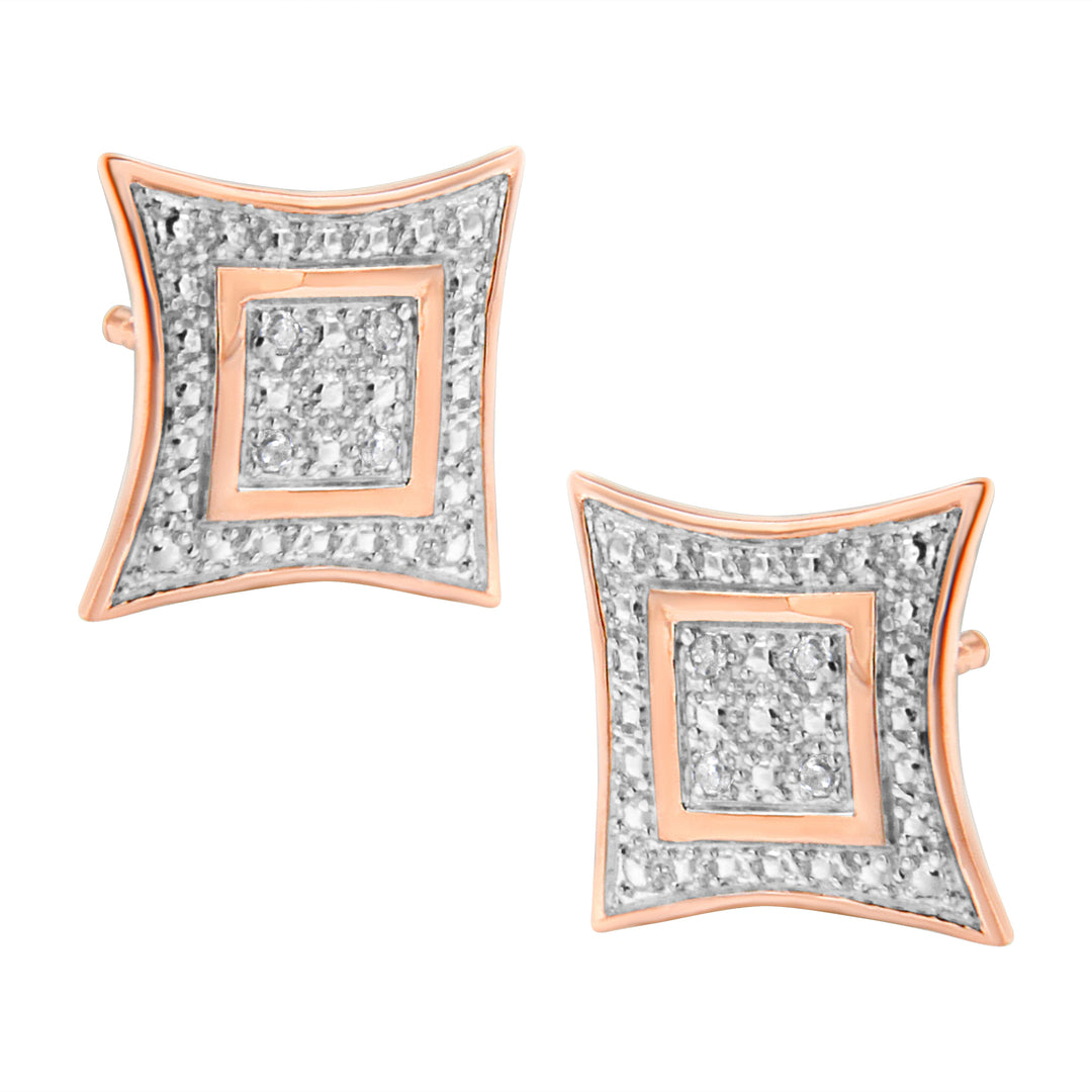.925 Sterling Silver Diamond Accented 4-Stone Four Pointed Star Shaped Halo-Style Stud Earrings (H-I Color, I2-I3 Clarity)