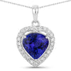 Colgante de oro blanco de 14 quilates con tanzanita auténtica de 3,74 quilates y diamantes blancos