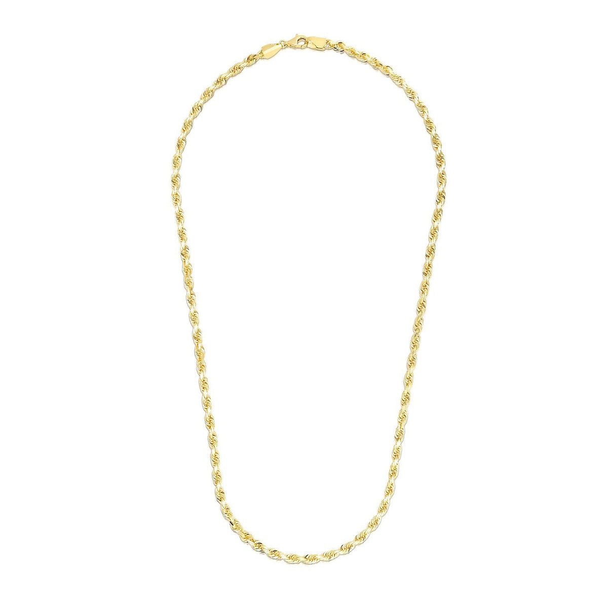 Cadena de oro amarillo macizo de 14k de 5.0mm con corte de diamante