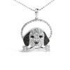 .925 Sterling Silver 1/4 Cttw White and Black Diamond Beagle Dog and Bone Pendant Necklace (I-J Color, I2-I3 Clarity) - 18
