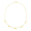 Collar de oro amarillo de 14k con estaciones de aros colgantes