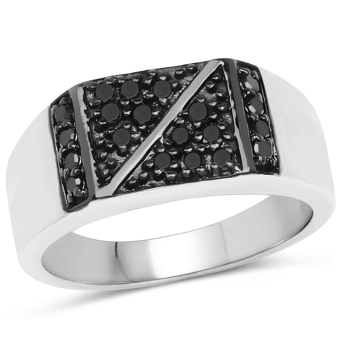 Anillo de plata esterlina .925 con diamante negro auténtico de 0.35 quilates