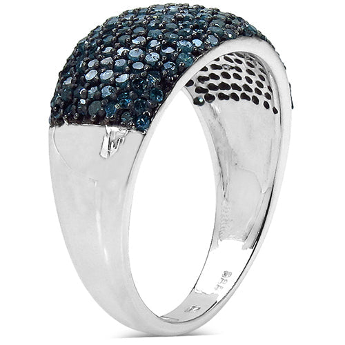 Anillo de Plata Fina con Diamante Azul Genuino de 0,99 Quilates