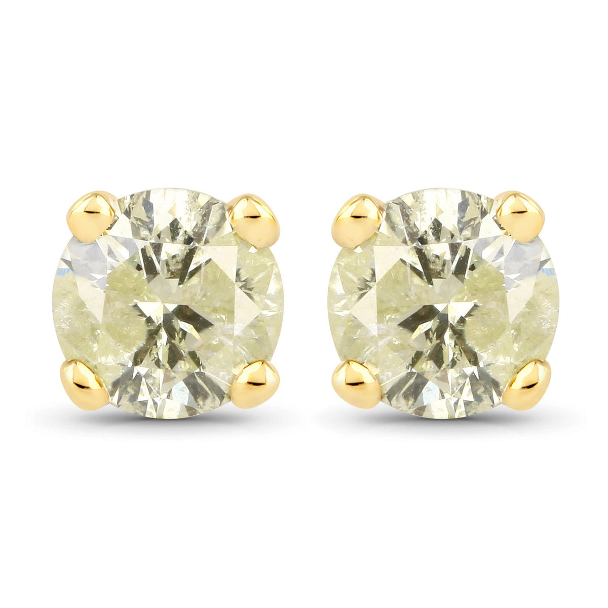 Aretes de oro amarillo de 14 quilates con diamantes auténticos LB de 0,95 quilates