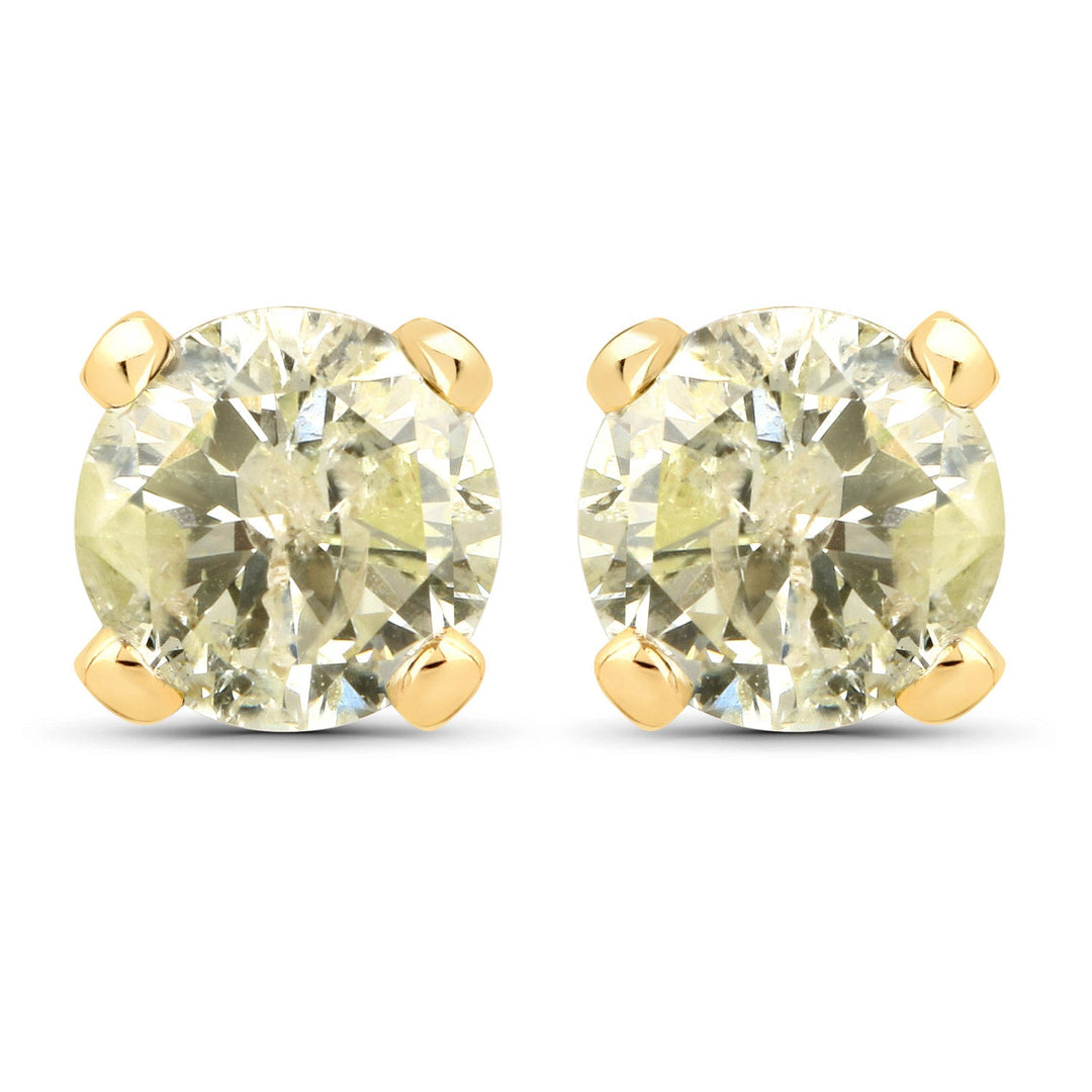 1.02 Carat Genuine LB Diamond 14K Yellow Gold Earrings
