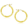 10k Yellow Gold Diamond Cut Hoop Earrings (25mm)