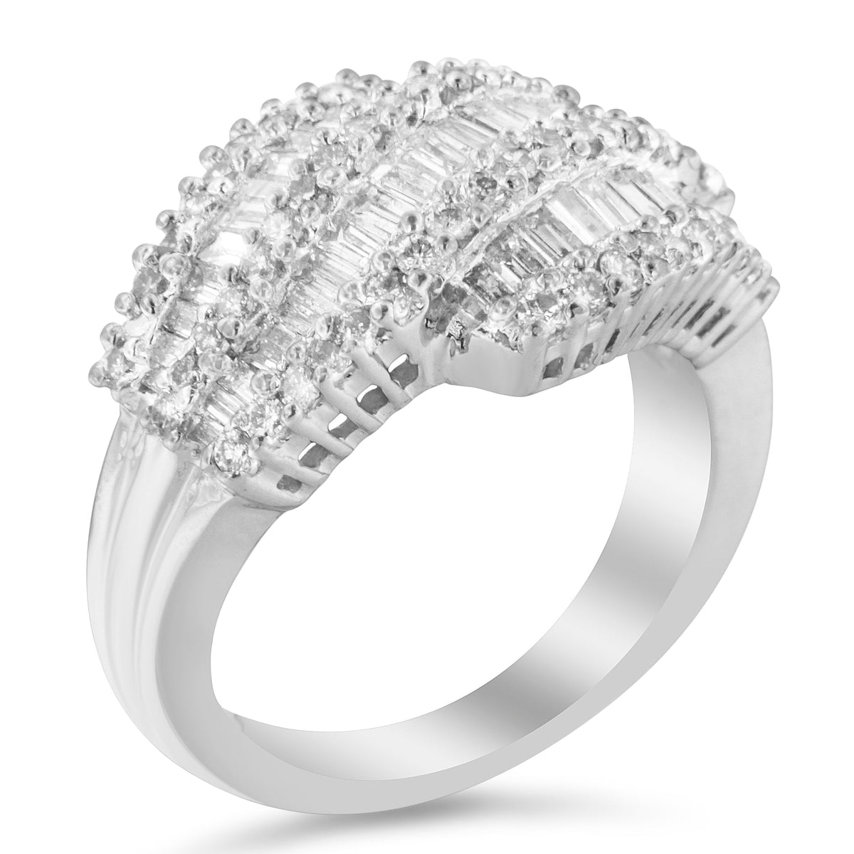 Anillo de cóctel de oro blanco de 14 quilates con diamantes (1 3/4 Cttw, color H-I, claridad SI2-I1) - Talla 6-1/2
