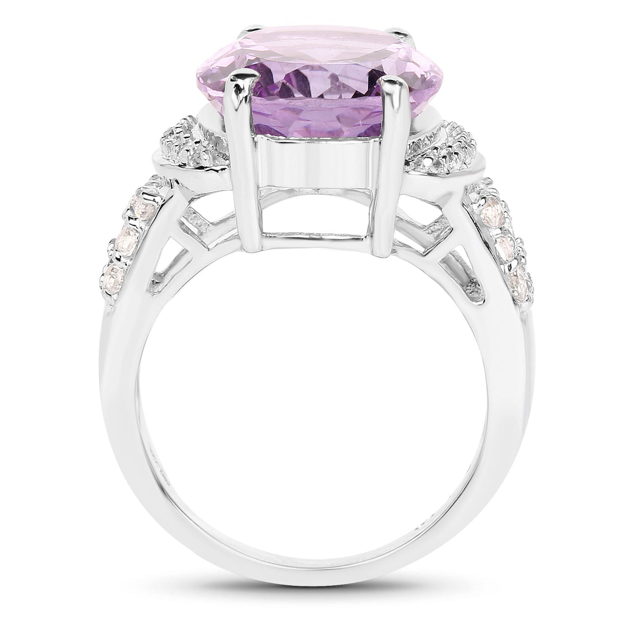 Anillo de plata de ley .925 con amatista genuina de 8.98 quilates y topacio blanco