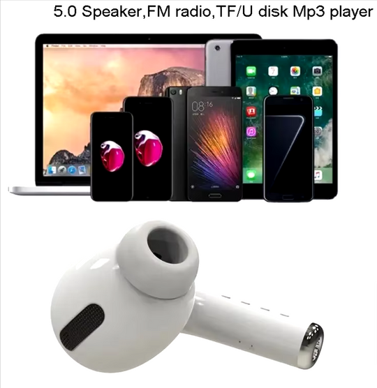 Oversized Giant Apple AirPod Pro Speaker - Bluetooth Wireless, FM Radio, USB Drive, and Mini SD Card Slot