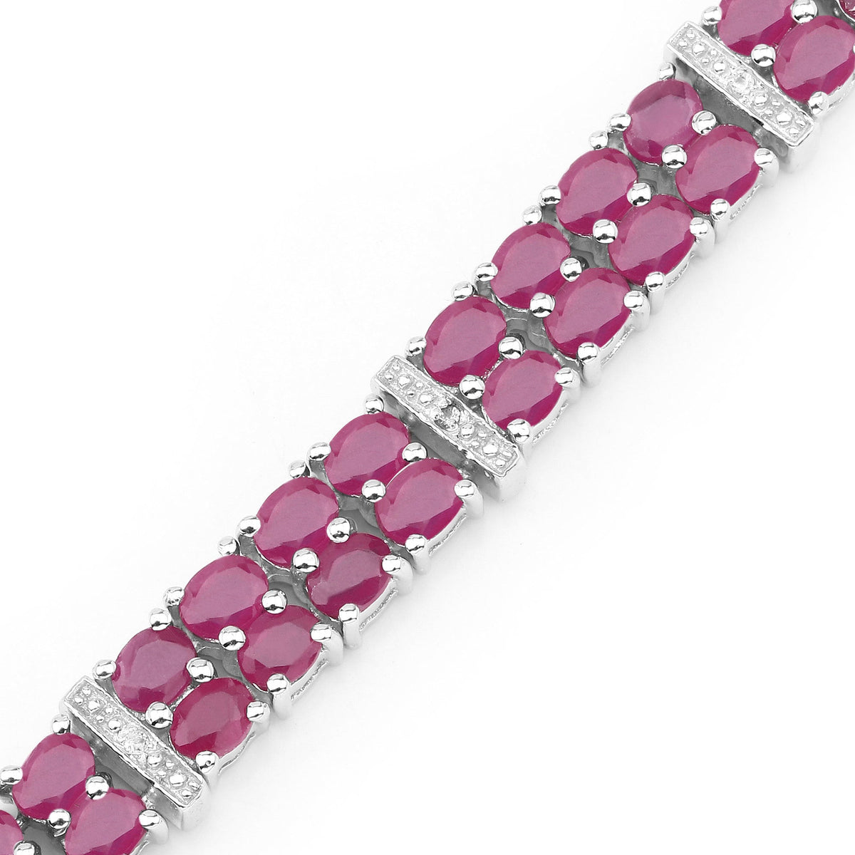 Pulsera de plata de ley .925 con rubí con relleno de cristal de 17.65 quilates y topacio blanco
