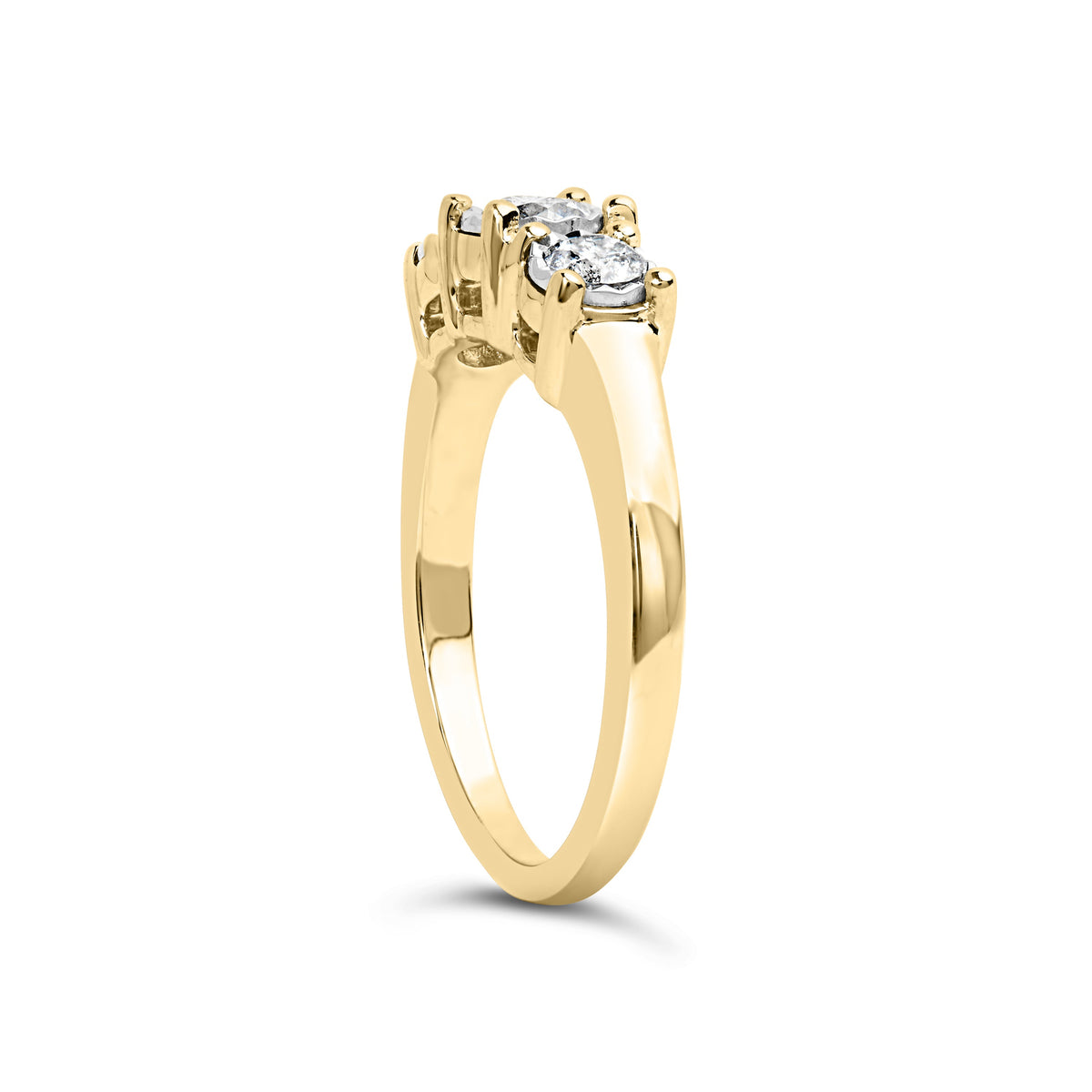 Anillo de Oro Amarillo de 10K con 1/2 Cttw de Diamantes Redondos Engaste Ilusión Tres Piedras en Montura Milagrosa (Color I-J, Claridad I2-I3) - Talla 7