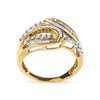 10K Yellow Gold 1/2 Cttw Round and Baguette cut Diamond Open Space Bypass Ring (H-I Color, SI2-I1 Clarity) - Ring Size 7