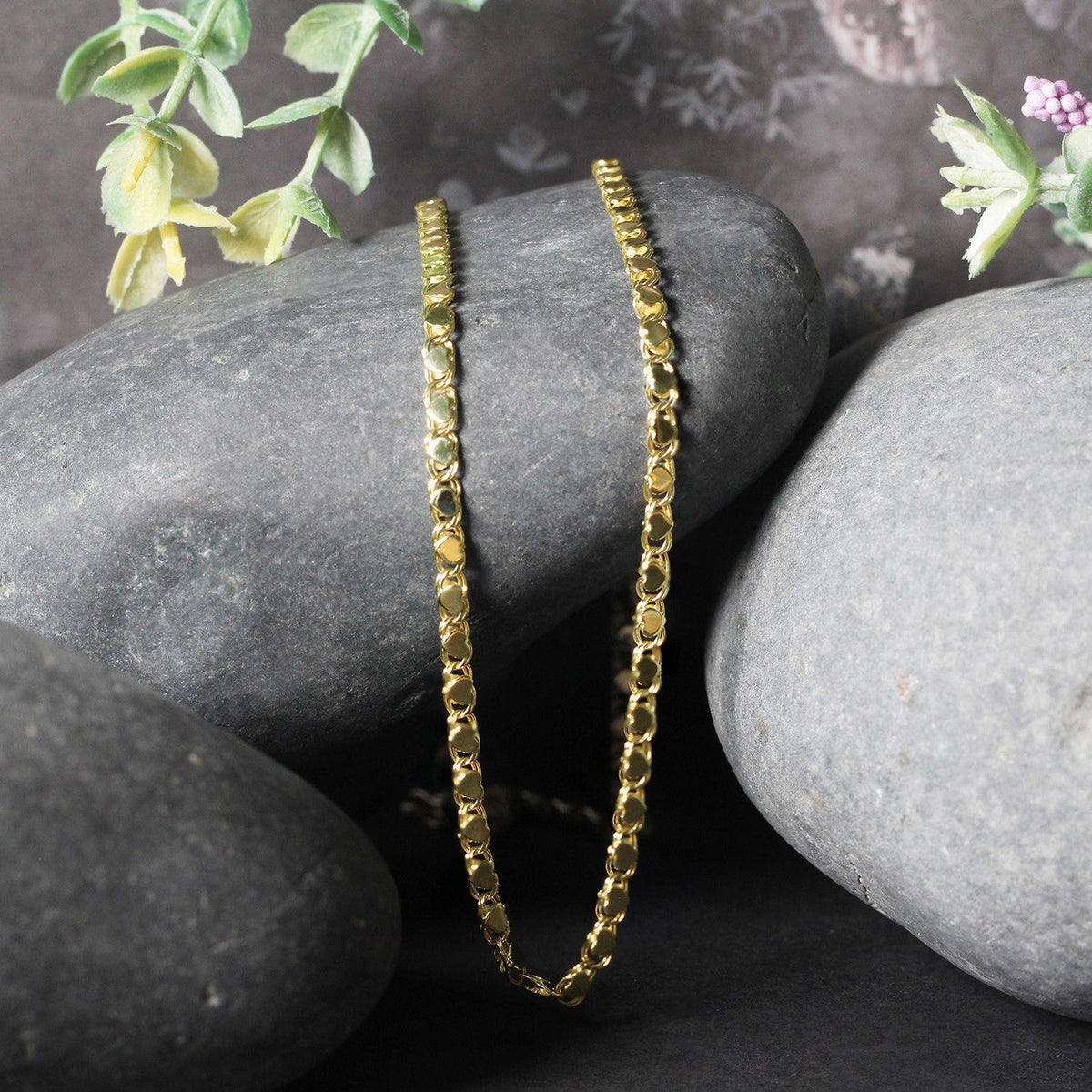 Cadena Corazón de Oro Amarillo de 14k y 2.9mm