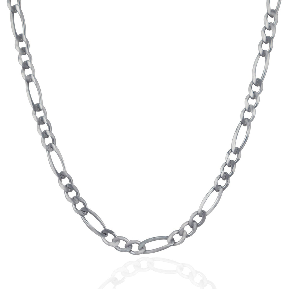 Cadena Fígaro de Oro Blanco Sólido de 14k y 4.6mm