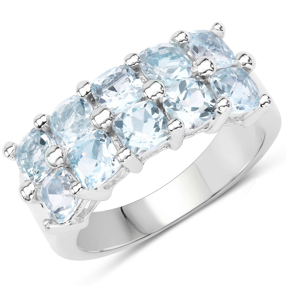 Anillo de 3.60 quilates de topacio azul genuino de plata de ley .925
