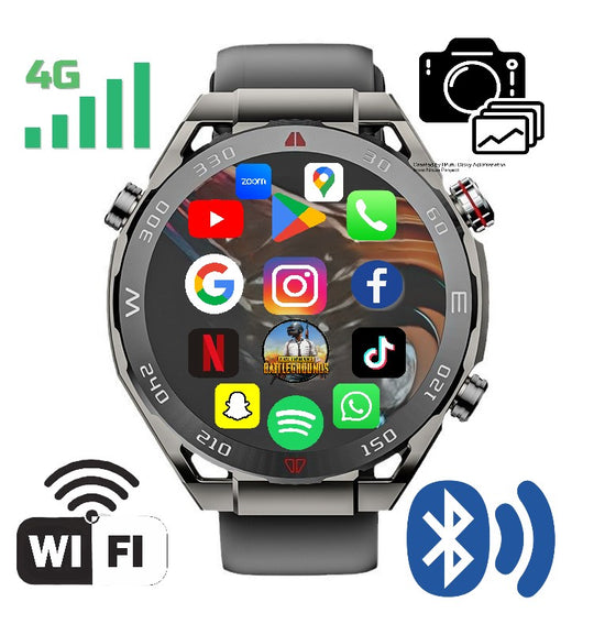 Android OS Smart Watch Phone - 4G, Wi-Fi, BLE, GPS, NFC, and Large 128gb Memory