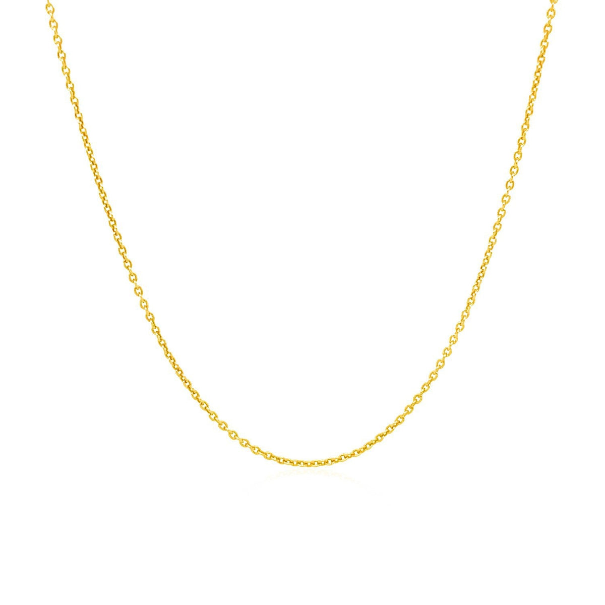 Cadena de eslabones redondos tipo cable de oro amarillo de 14k de 1.1mm