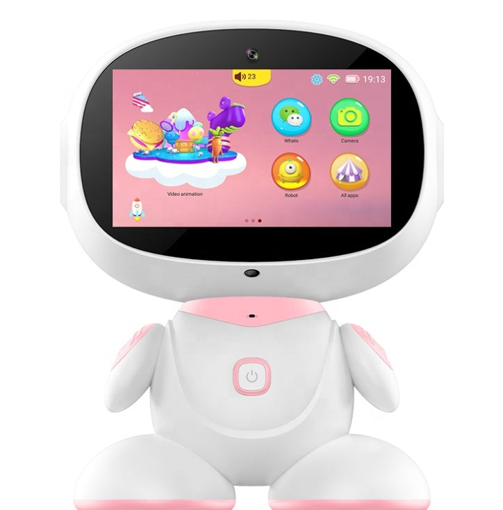 Smart Kids Learning Robot, 7" IPS Touchscreen, 4000mAh, Wi-Fi & Mic (Blue / Pink)