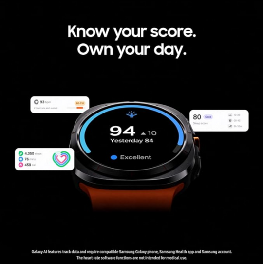 SAMSUNG Galaxy Watch Ultra 47mm Smartwatch Heart Rate Tracking, Sleep Monitor, Fitness Tracker, Titanium Gray with Orange Marine Bands