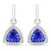 3.86 Carat Genuine Tanzanite and White Diamond 14K White Gold Earrings