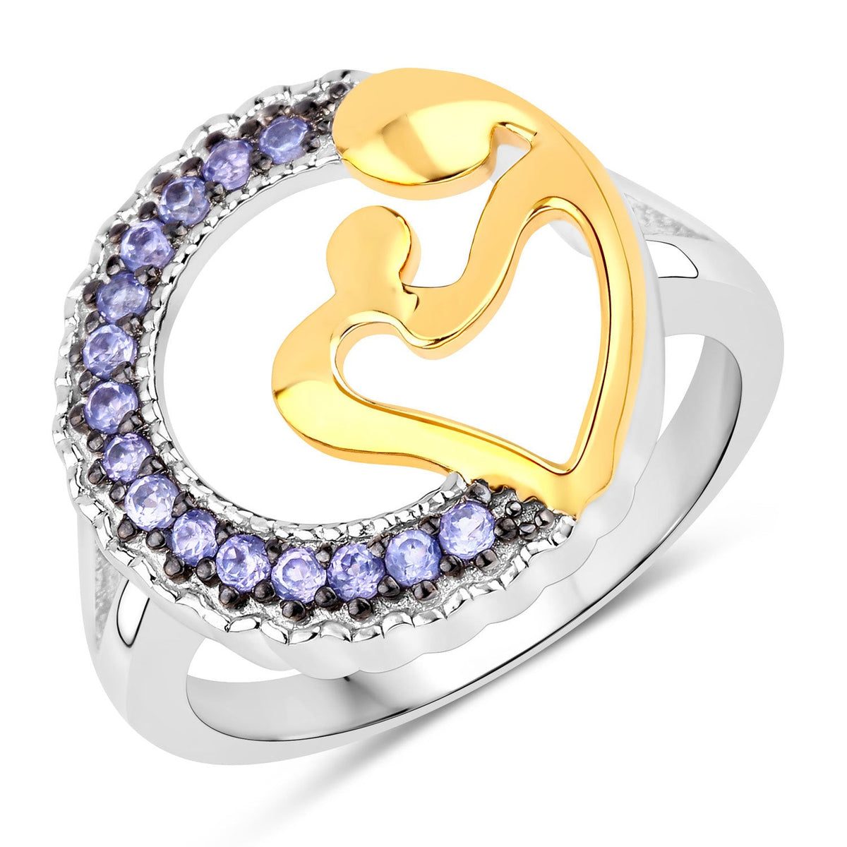Anillo de plata de ley .925 con tanzanita genuina de 0.28 quilates