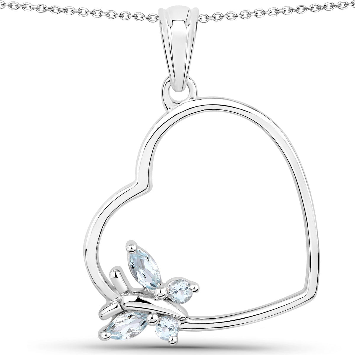 Colgante de plata de ley .925 con topacio azul auténtico de 0.25 quilates