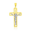 14k Two-Tone Gold Cross with Figure Pendant