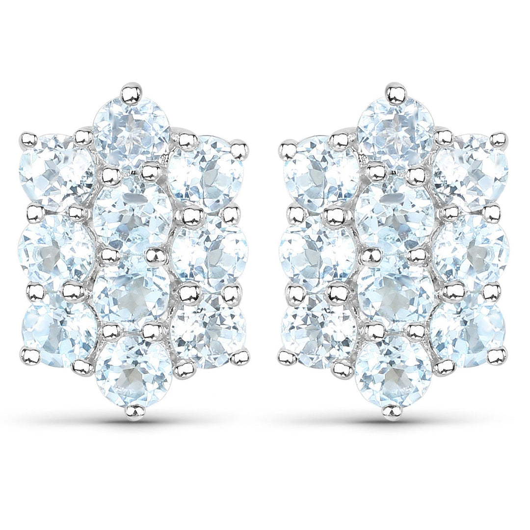 Conjunto de joyas de 3 piezas de plata de ley .925 con topacio azul genuino de 8.80 quilates (anillo, pendientes y colgante con cadena)