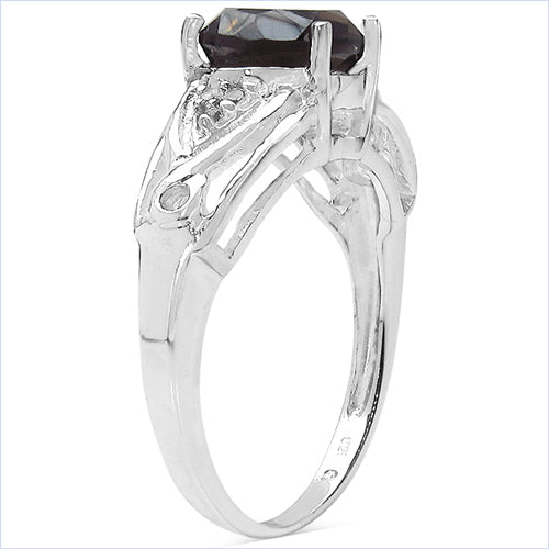 2.59 Carat Genuine Smoky Quartz & White Topaz .925 Sterling Silver Ring - image 2 of 6
