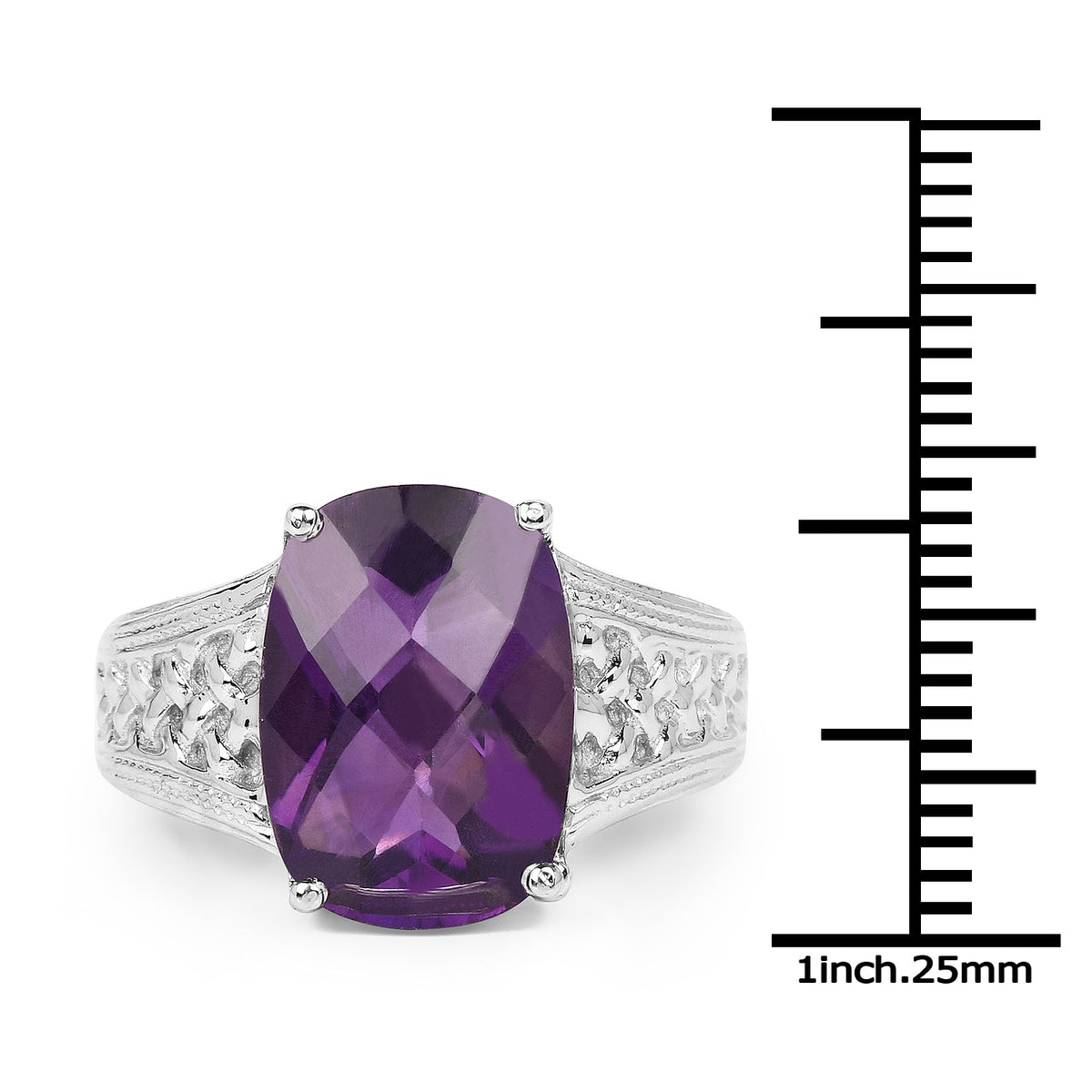 Anillo de plata de ley .925 con amatista genuina de 6.50 quilates