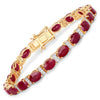 Pulsera de oro amarillo de 14K con rubí genuino de 16,52 quilates y diamantes blancos