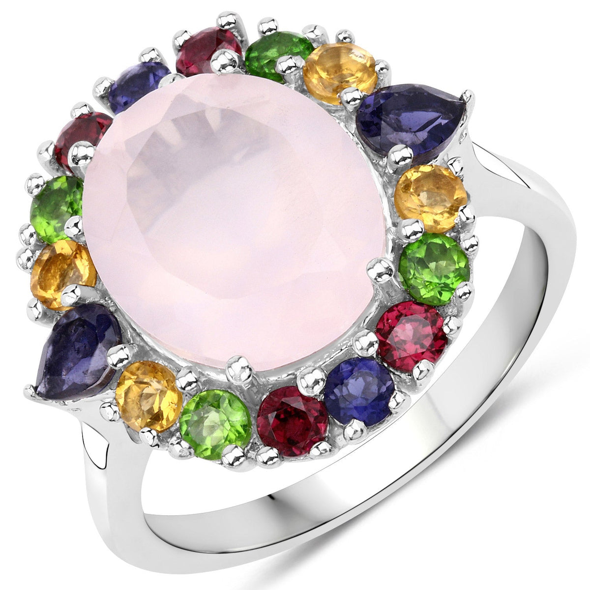 Anillo de plata de ley .925 con varias piedras genuinas de 5,52 quilates