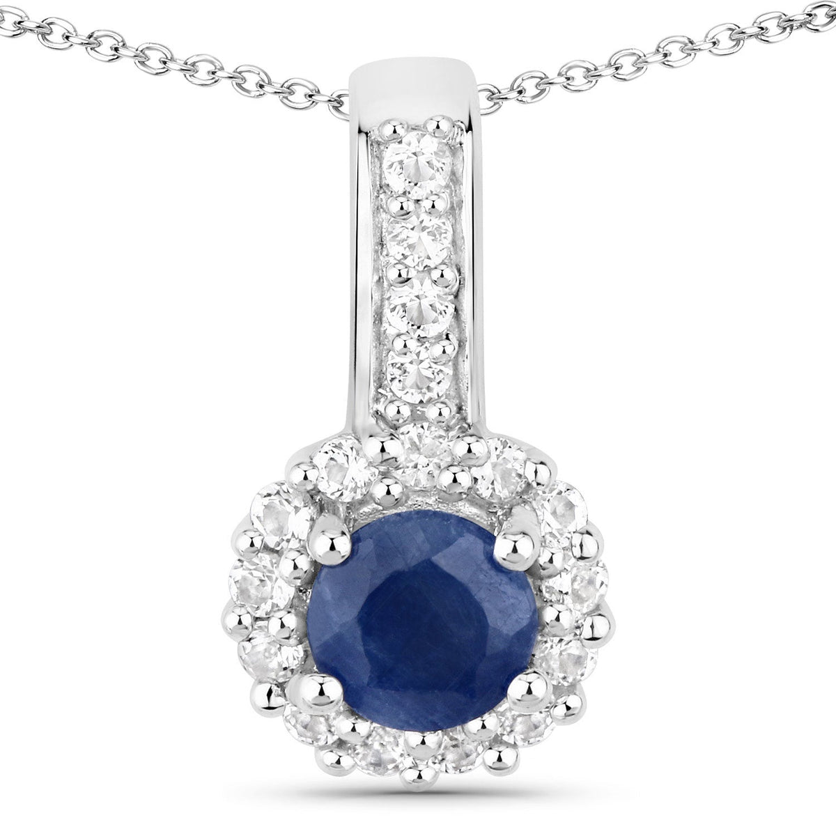 2.17 Carat Genuine Blue Sapphire and White Topaz .925 Sterling Silver Jewelry Set - imagen 2 de 7