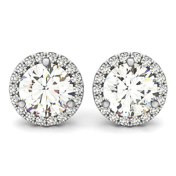 Pendientes de oro blanco de 14 quilates con halo redondo de puntas (1 cttw)
