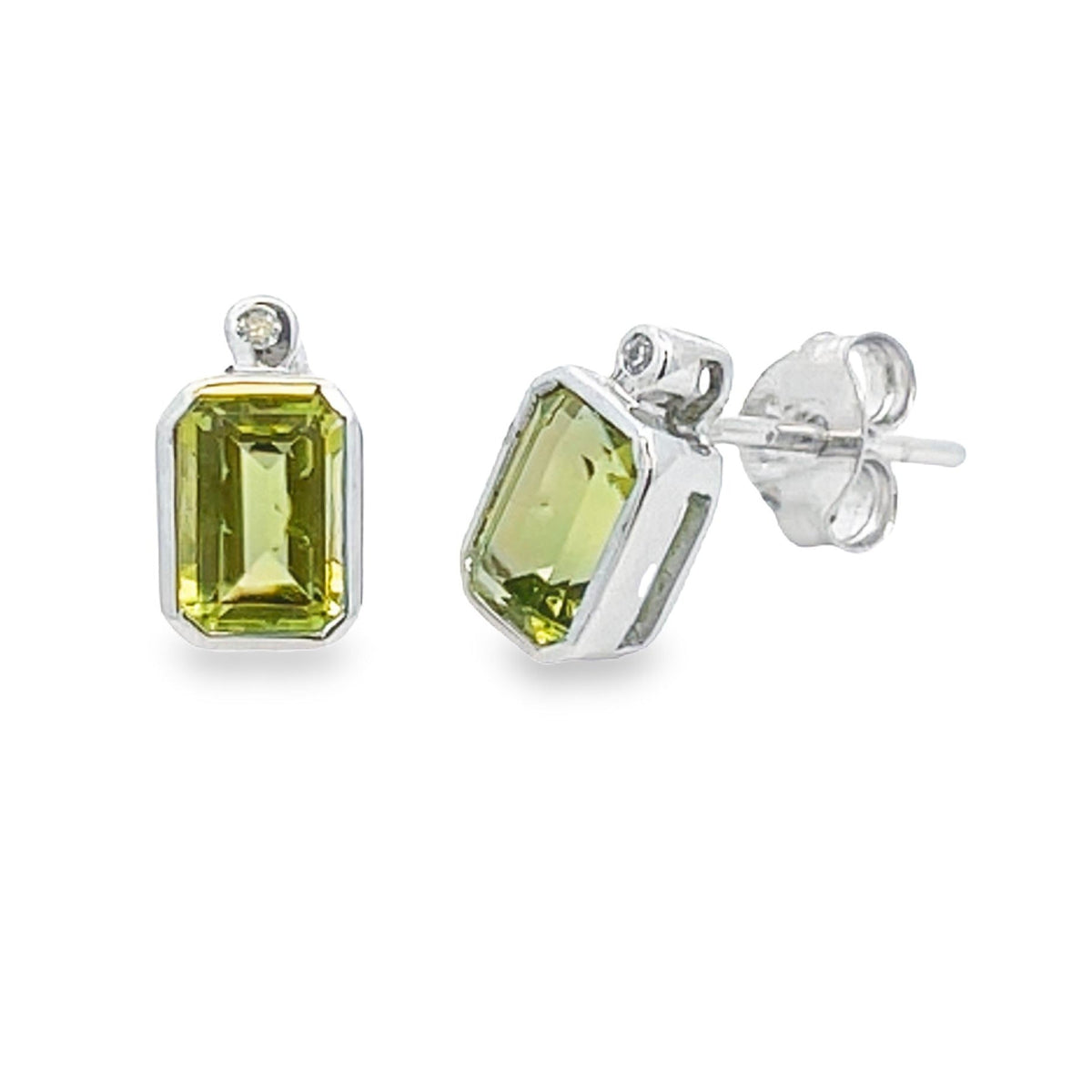 Pendientes de peridoto y diamante de 0,81 ct, oro blanco de 10 quilates
