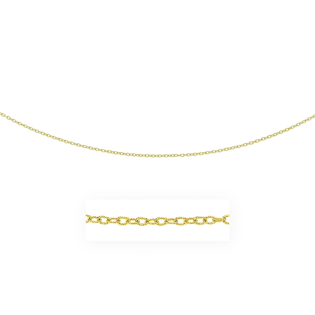 2.5mm 14k Yellow Gold Pendant Chain with Textured Links