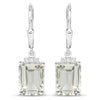 7.23 Carat Genuine Green Amethyst and White Topaz .925 Sterling Silver Earrings