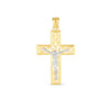 14k Two Tone Gold High Polish Diamond Cut Cross Pendant
