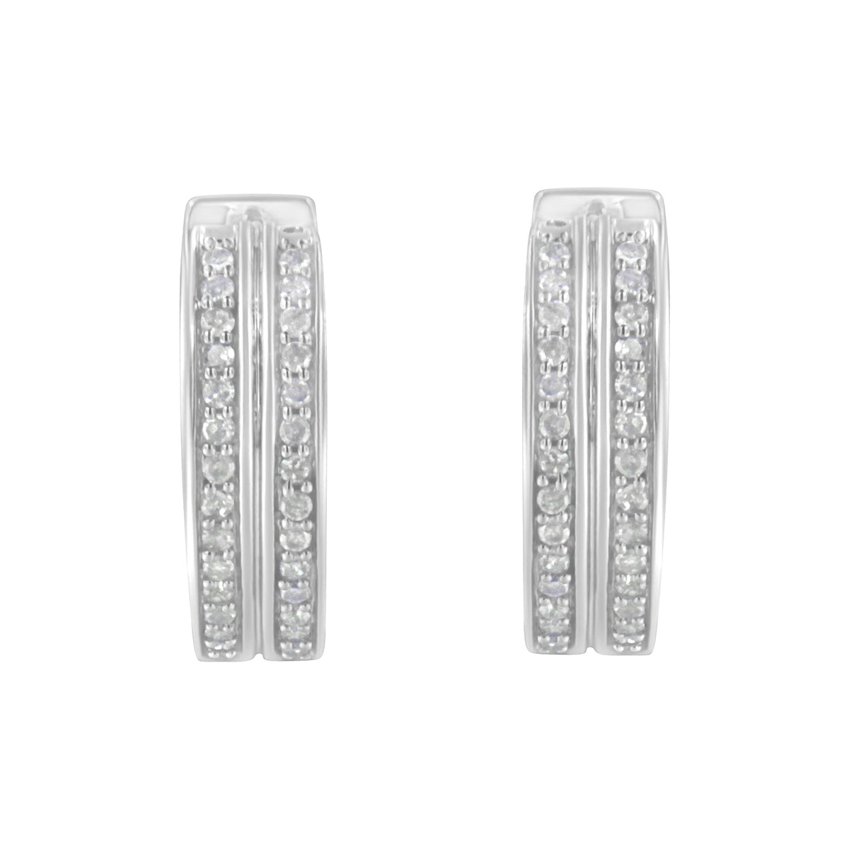 Arete de aro de diamante de oro blanco de 10K (1/2 quilate total, color I-J, claridad I2-I3)