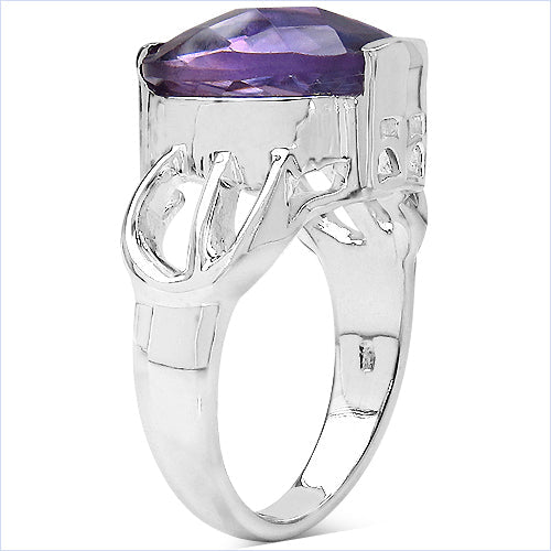 Anillo de plata de ley .925 con amatista genuina de 6.50 quilates