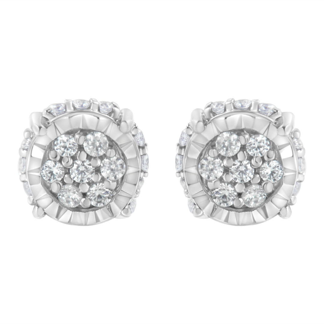 .925 Sterling Silver 1/3 cttw Round-cut Diamond Floral Stud Earring (I-J Clarity, I3 Color)