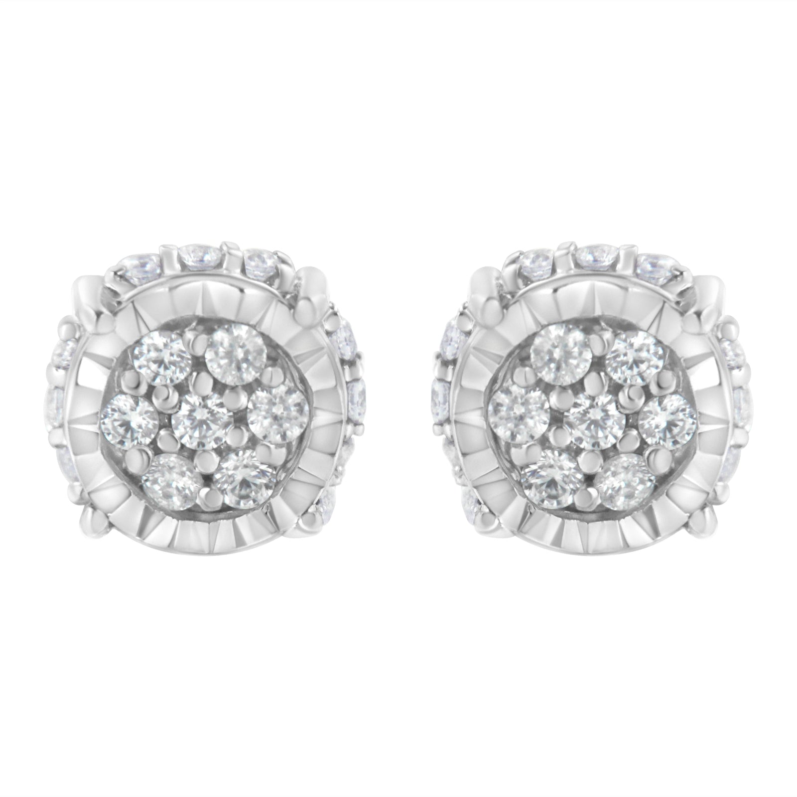 .925 Sterling Silver 1/3 cttw Round-cut Diamond Floral Stud Earring (I-J Clarity, I3 Color)
