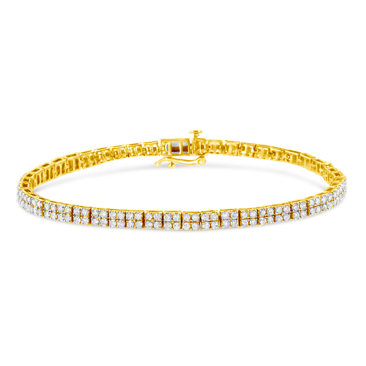 Pulsera de eslabones de oro amarillo de 14 quilates con baño de plata esterlina .925 y diamantes de 3.0 quilates (color K-L, claridad I2-I3) - 7.25"